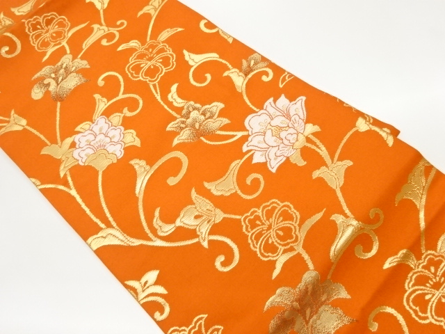 リサイクル　花唐草模様織出し名古屋帯